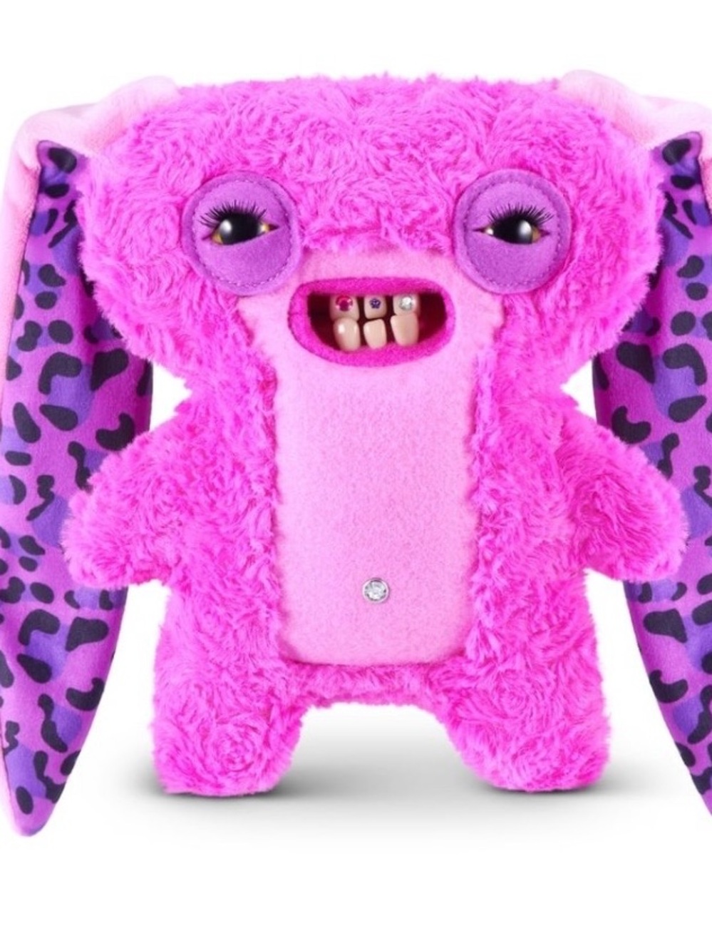 New Fuggler Baddies Fuggs 9" Lord Long Ears Pink Leopard Plush Monster Bling